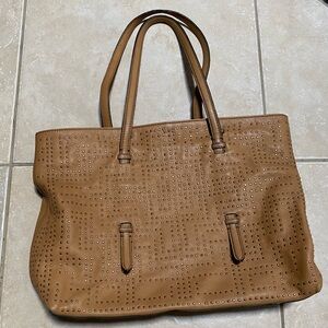 Brian Atwood large tote bag Camel leather with gold studs